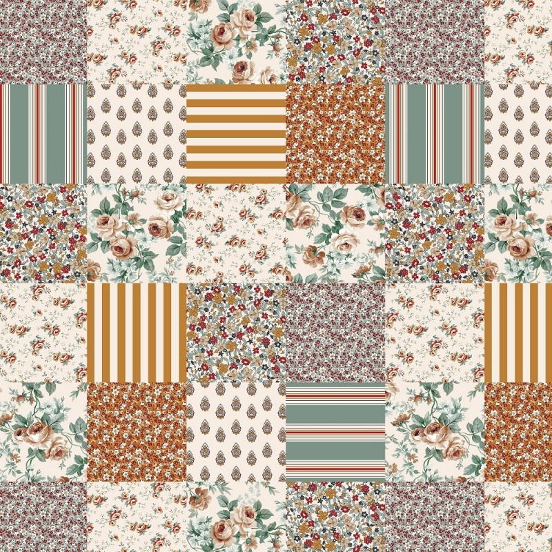 Tissu Fleurville Cretonne Ocre