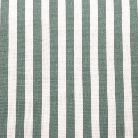 Tissu Camille Cretonne Rayure Sauge