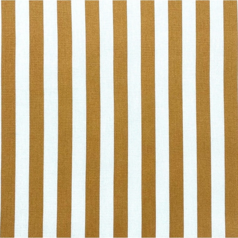 Tissu Camille Cretonne Rayure Ocre