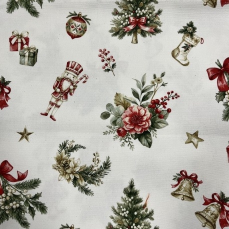 Tissu Uncle Harry Cretonne Imprimé Noel Blanc