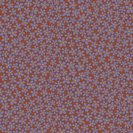 Tissu Popeline Imprimée Fleurs Cognac 