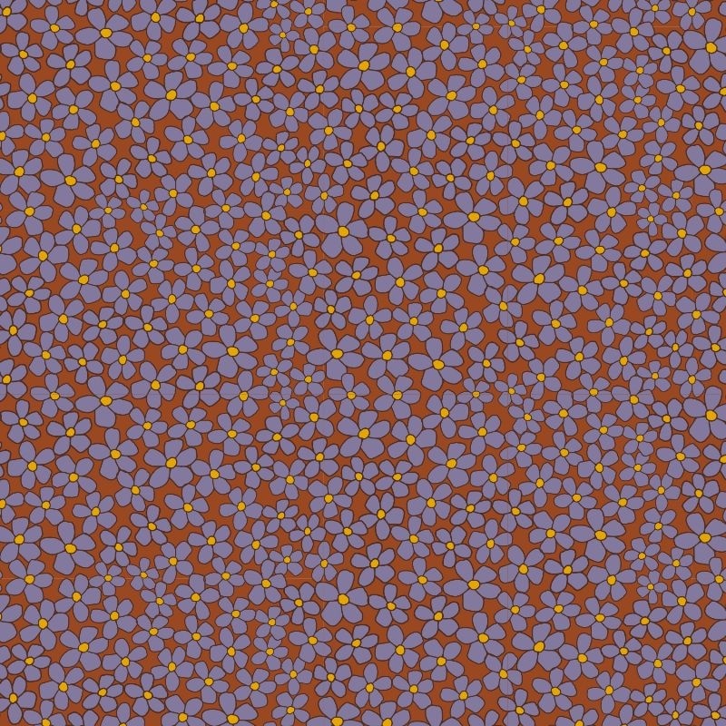 Tissu Popeline Imprimée Fleurs Cognac 