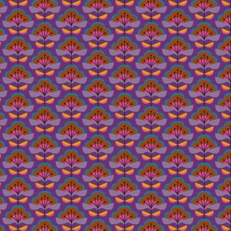 Tissu Popeline Imprimée Fleurs Violet 