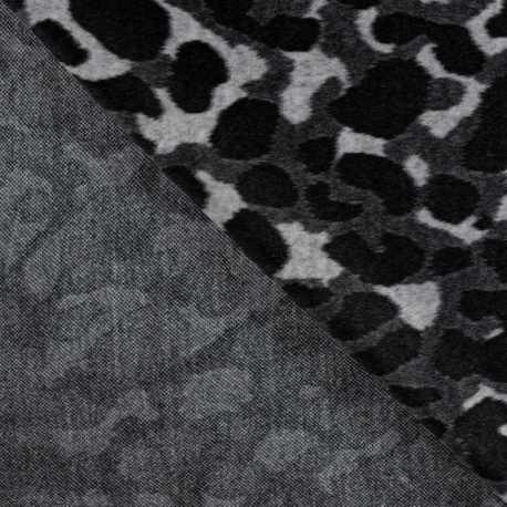 Tissu Jacquard Brossé Leopard Noir 