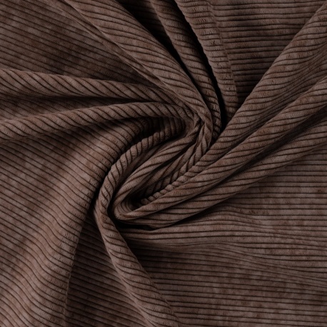 Tissu Velours Côtelé Uni Marron