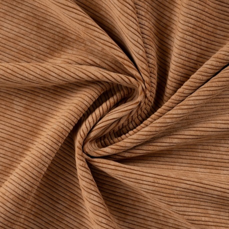 Tissu Velours Côtelé Uni Marron Clair 