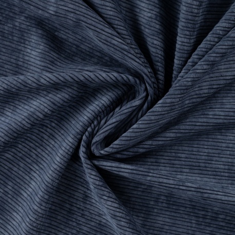 Tissu Velours Côtelé Uni Bleu Marine