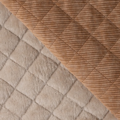 Tissu Velours Côtelé Double Face Marron Clair 