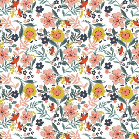 Tissu Popeline Imrimée Fleurs Multico 