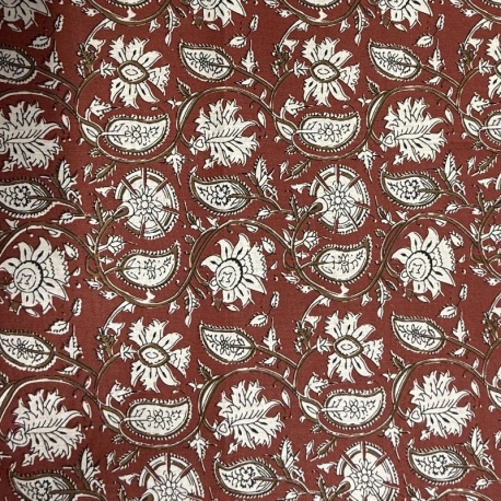 Tissu Blockprint Agra Terracotta