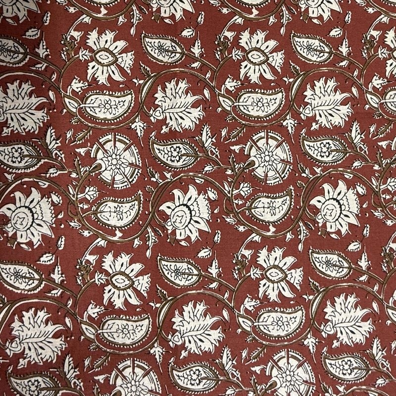 Tissu Blockprint Agra Terracotta