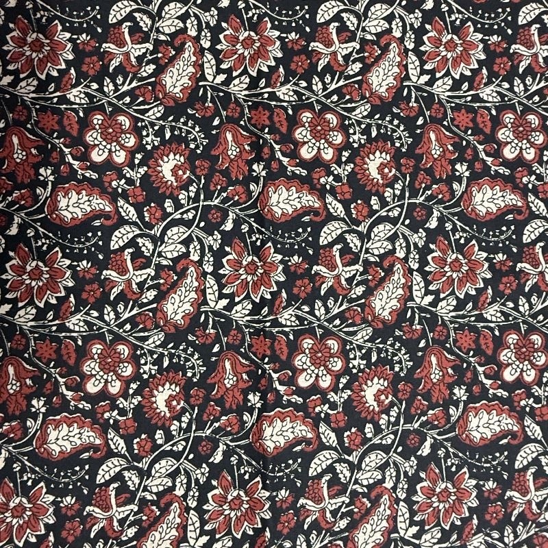 Tissu Blockprint Agra Noir