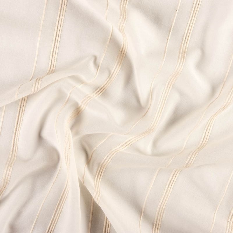 Tissu Opaline Etamine Rayure Ecru 