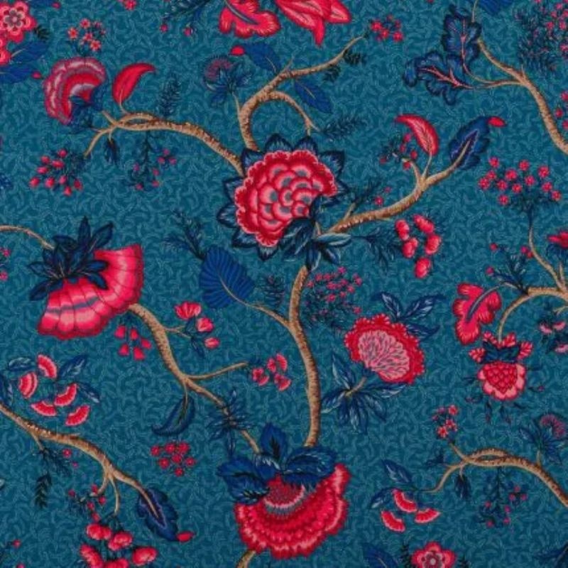 Tissu Demi Panama Monte Cristo Fond Bleu Petrole