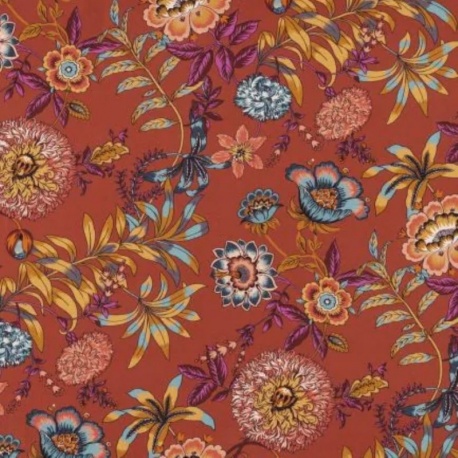 Tissu Demi Panama Jacobine Fond Terracota