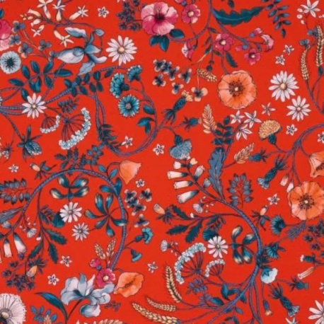 Tissu Demi Panama Jardin Des Secrets Fond Tomette