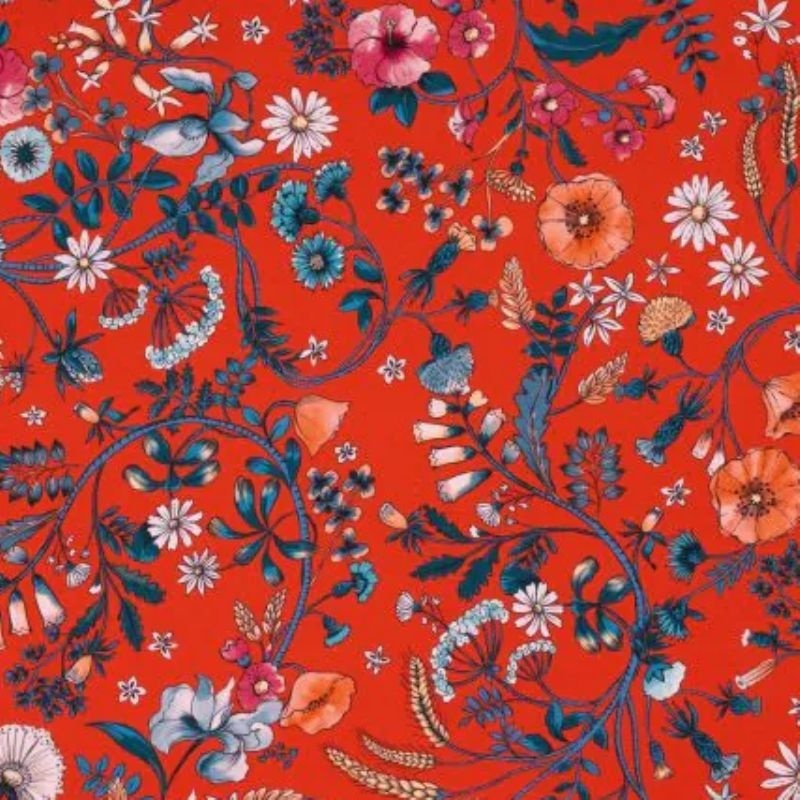 Tissu Demi Panama Jardin Des Secrets Fond Tomette