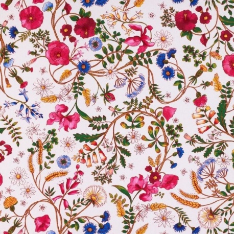 Tissu Demi Panama Jardin Des Secrets Fond Ecru