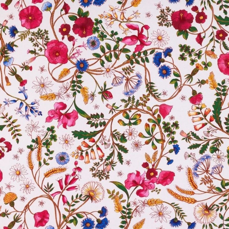 Tissu Demi Panama Jardin Des Secrets Fond Ecru