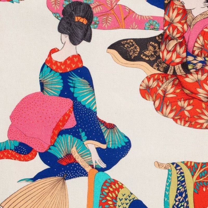Tissu Demi Panama Kimono Fond Crème