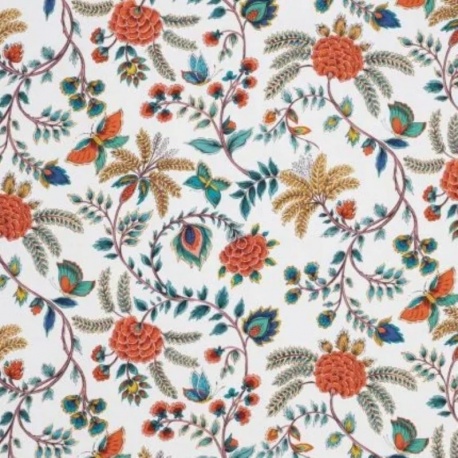 Tissu Demi Panama Golden Life Fond Blanc 