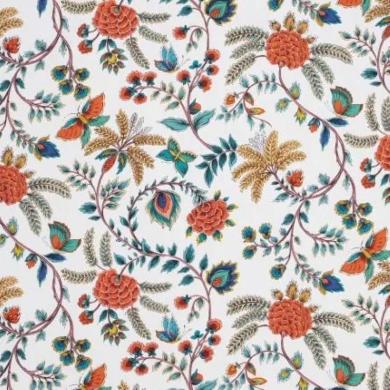 Tissu Demi Panama Golden Life Fond Blanc 