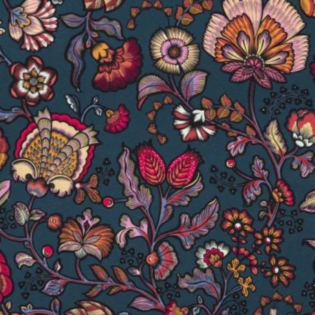 Tissu Demi Panama Indienne Bleu Petrole