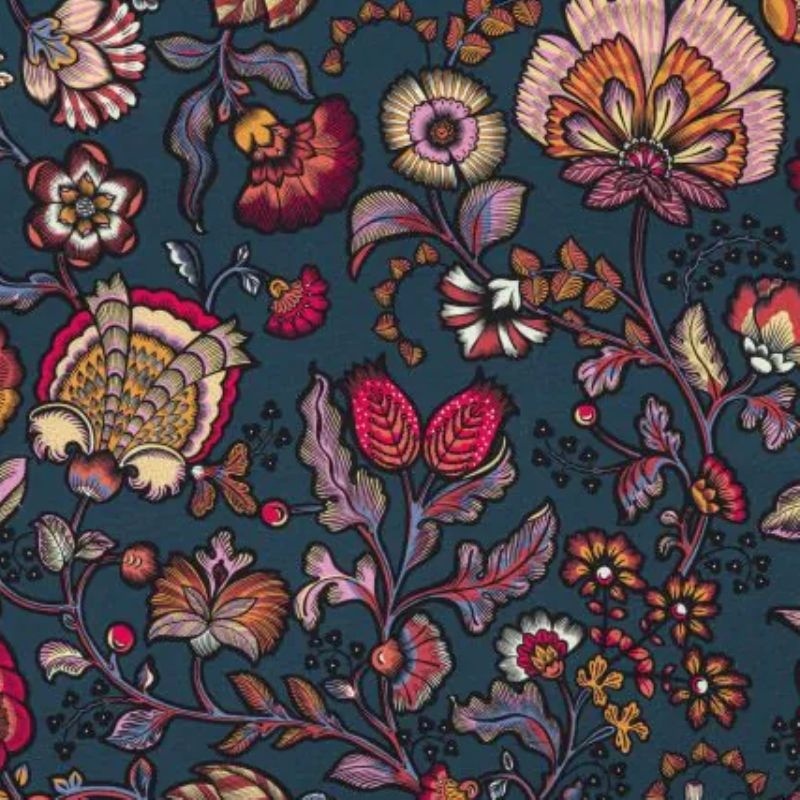 Tissu Demi Panama Indienne Bleu Petrole