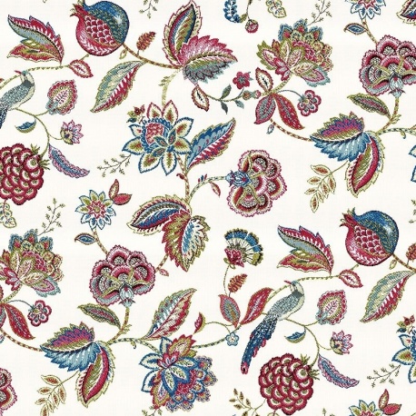 Tissu Jacquard Palampore Blanc