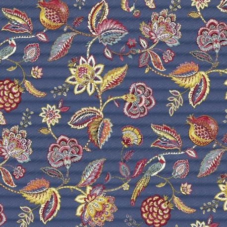 Tissu Jacquard Palampore Bleu 