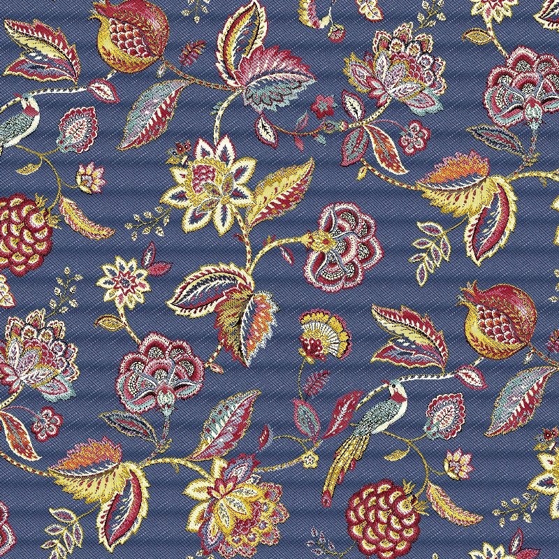 Tissu Jacquard Palampore Bleu 
