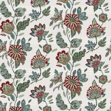 Tissu Jacquard Bosphore Blanc Rouge
