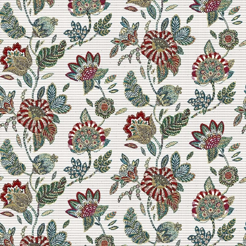 Tissu Jacquard Bosphore Blanc Rouge