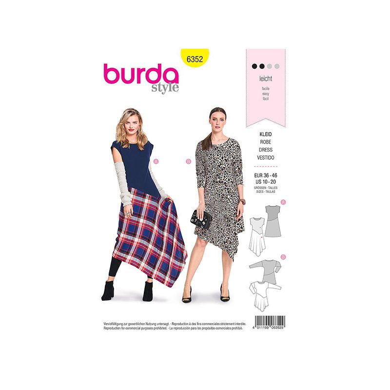 Patron Burda 6352 Robe Pour Dames 36/46