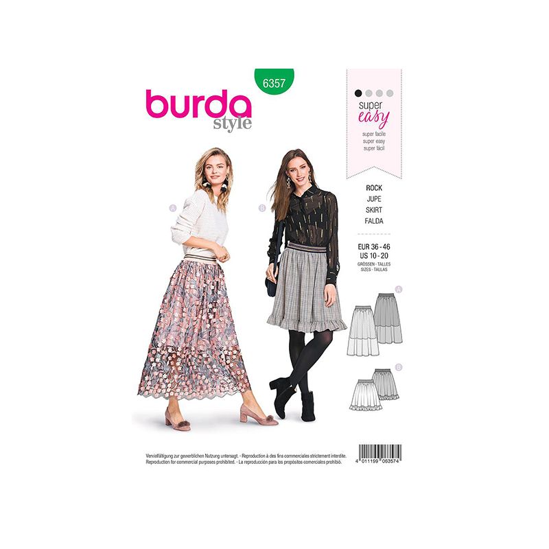 Patron Burda 6357 Jupe Dame 36/46