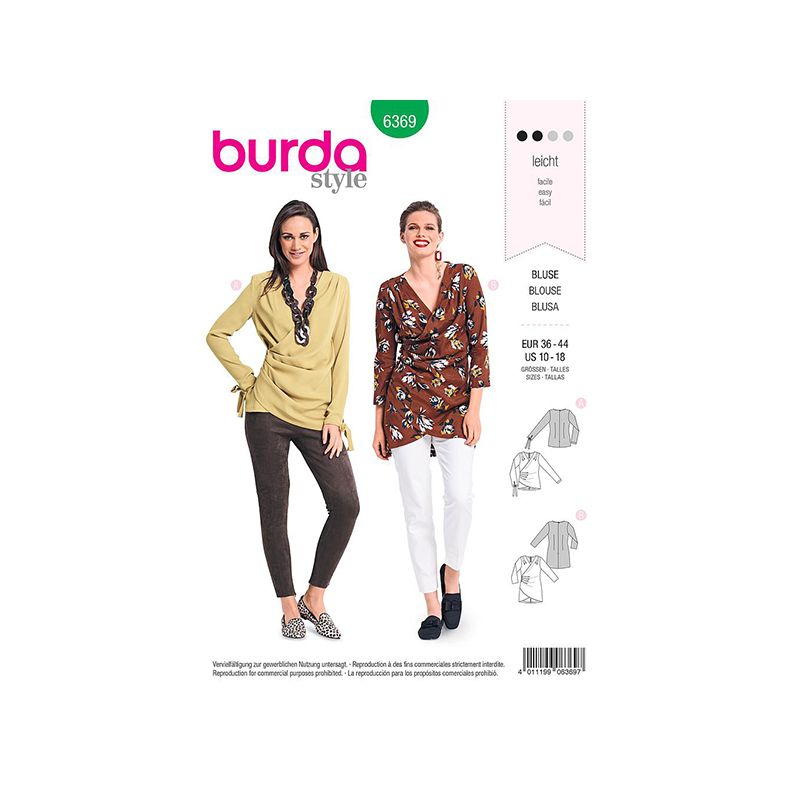 Patron Burda 6369 Blouse Dame 36/44