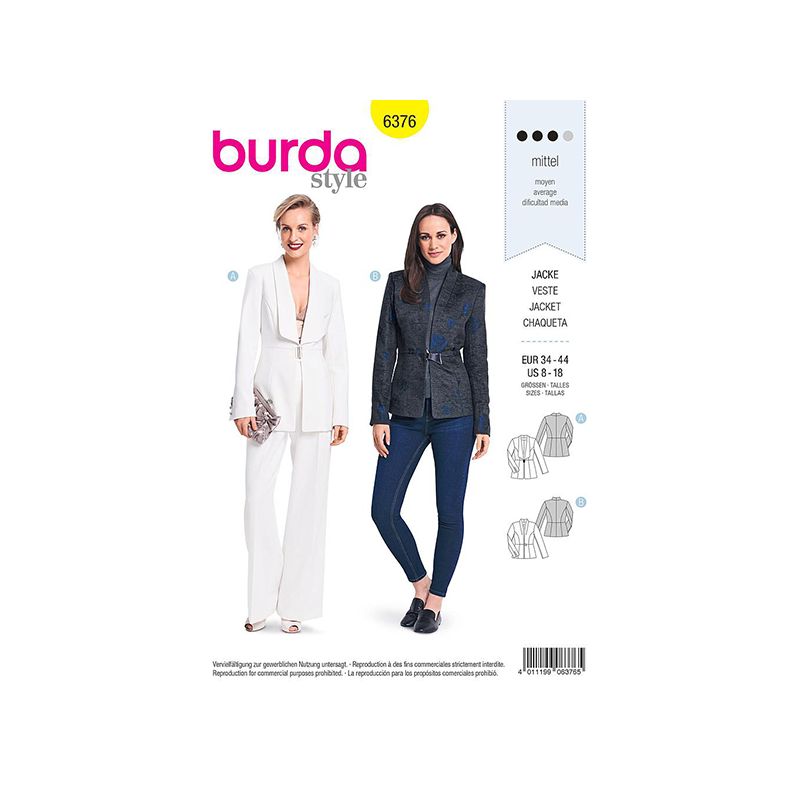 Patron Burda 6376 Veste de Tailleur 34/44