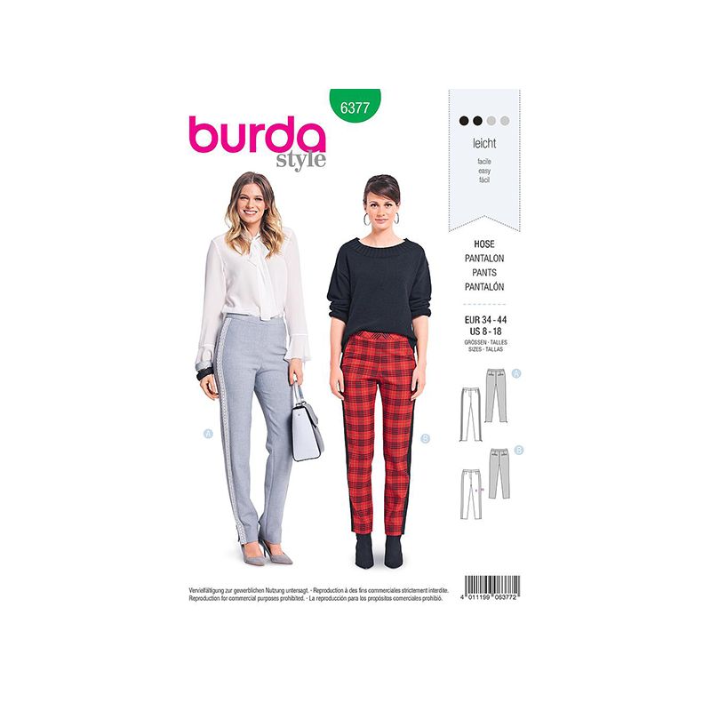 Patron Burda 6377 Pantalon Dame 34/44