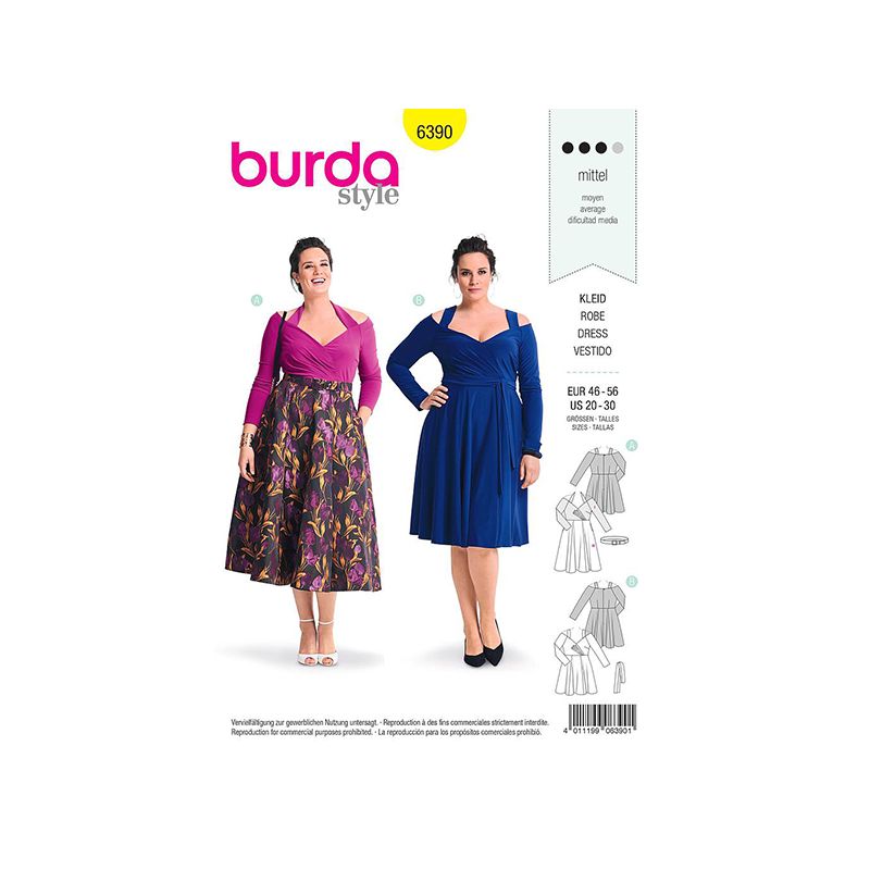 Patron Burda 6390 Robe Pour Dames 46/56