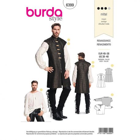 Patron Burda 6399 Ensemble Renaissance Pour Hommes 48/58