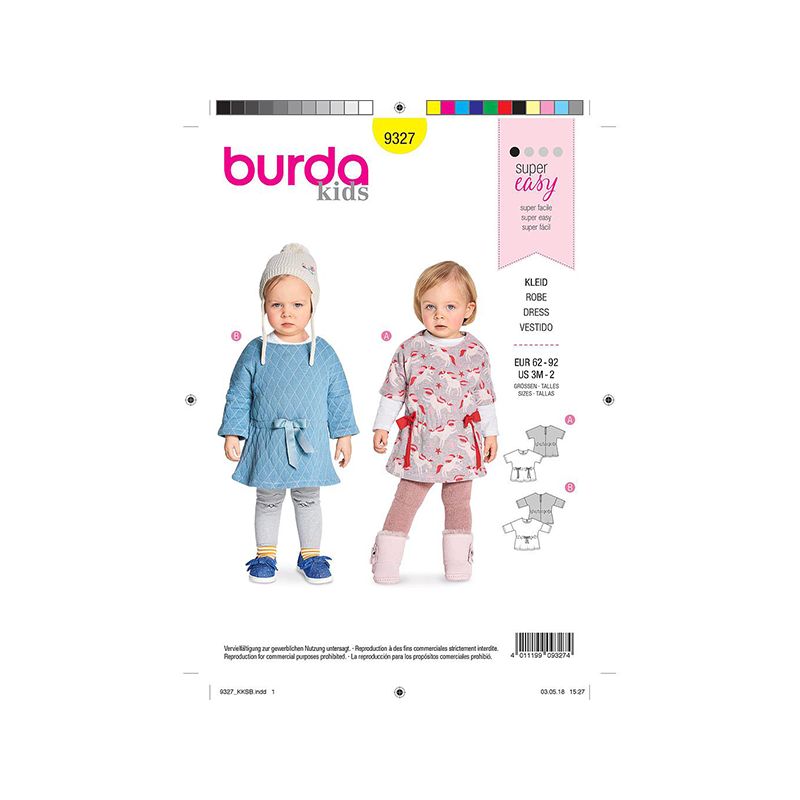 Patron Burda Kids 9327 Robe Pour Bebe 62/92