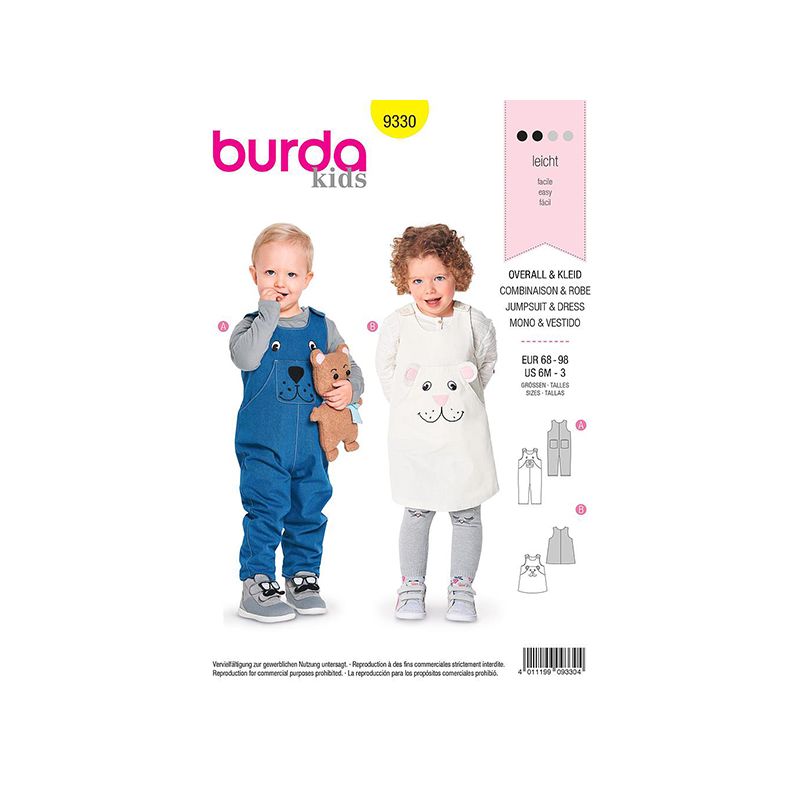 Patron Burda Kids 9330 Salopette et Robe 68/98