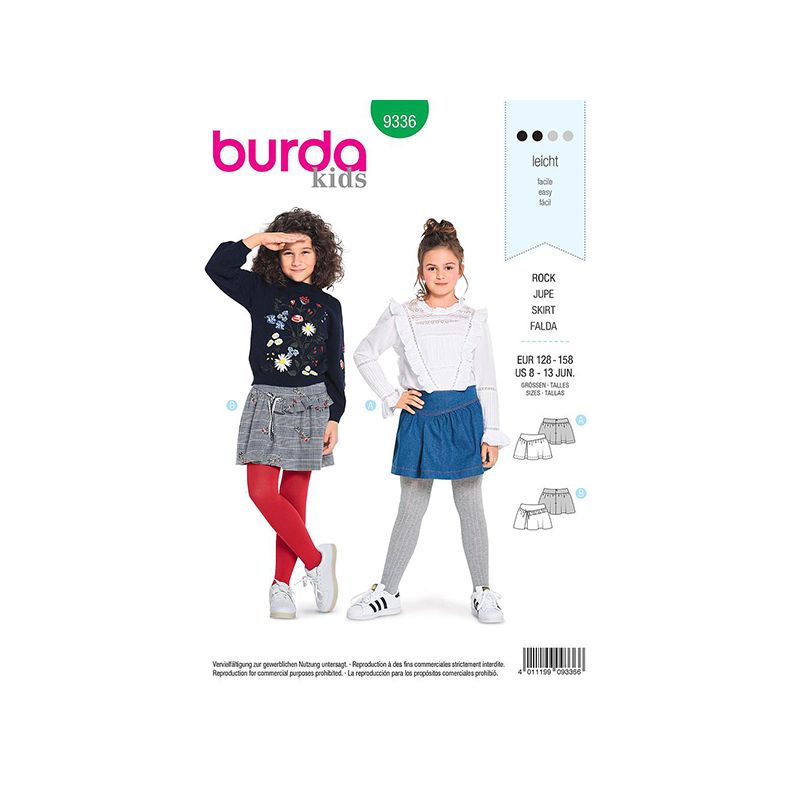 Patron Burda Kids 9336 Jupe Pour Fillettes 128/158