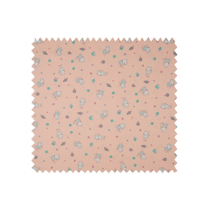 Tissu Popeline Imprime Mini Souris Vieux Rose