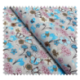 Tissu Coton Imprimé Fleurs Bleues sur Fond Gris