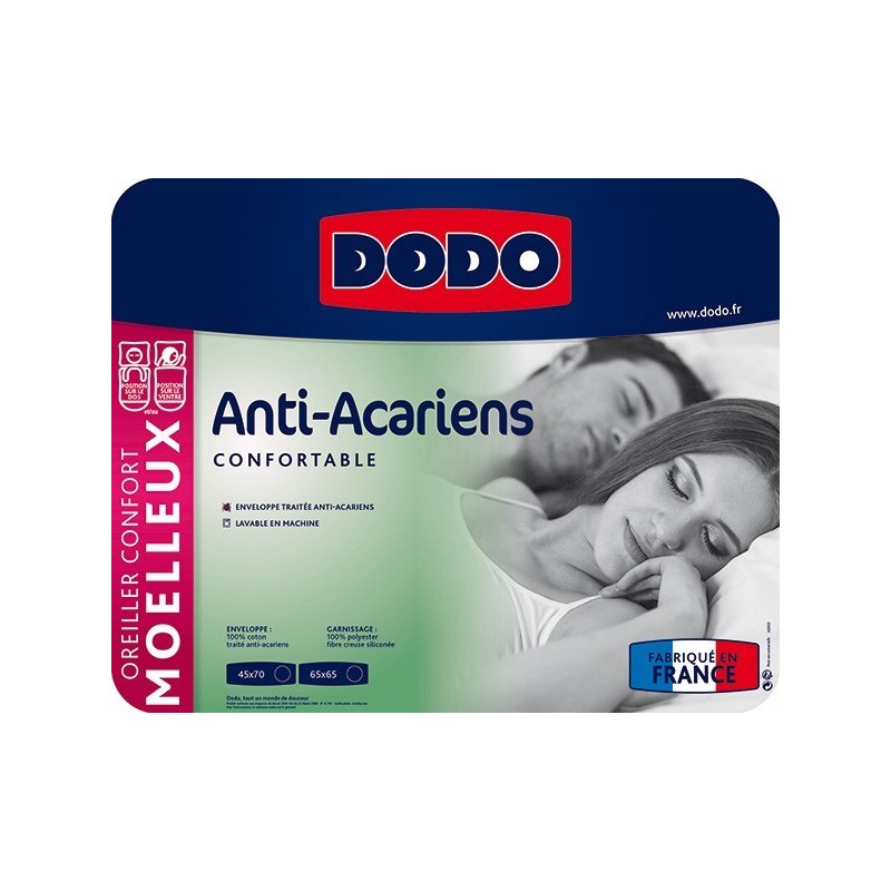 Oreiller DODO Anti-Acariens - 2 tailles - Tissus des Ursules