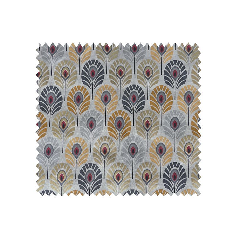 Tissu Plumes de Paon Foil Jaune Or