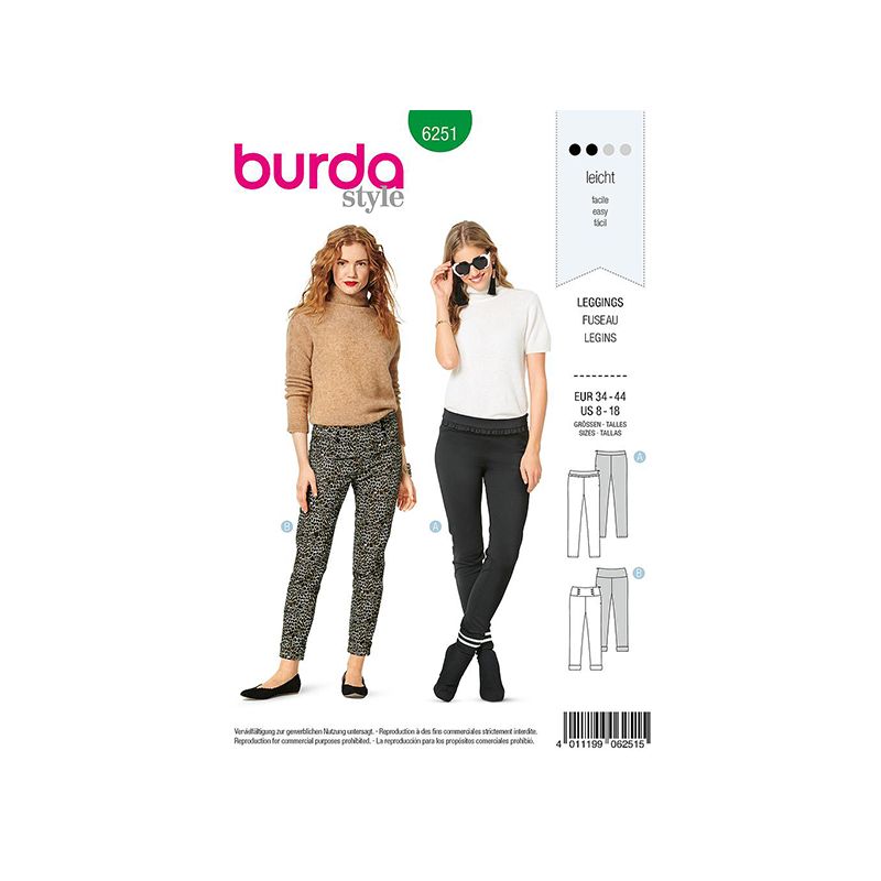 Patron Burda 6251 Leggings