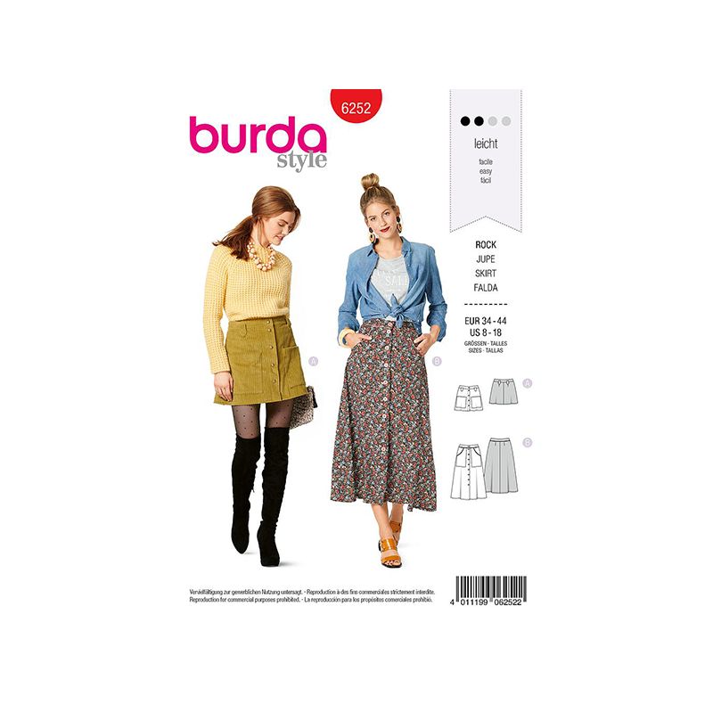 Patron Burda 6252 Jupe Evasée