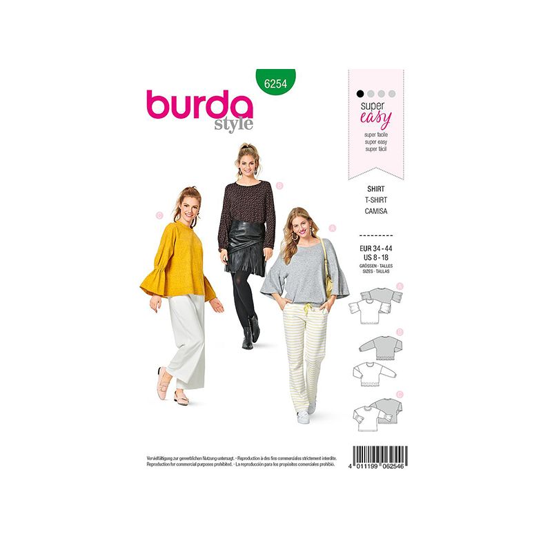 Patron Burda 6254 T-shirt Leger